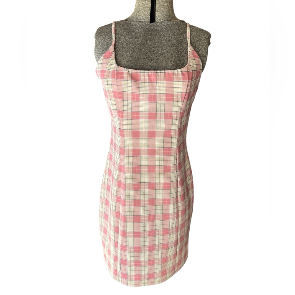 NWT Papaya Pink and White Checkered Mini Dress - Picture 2 of 6